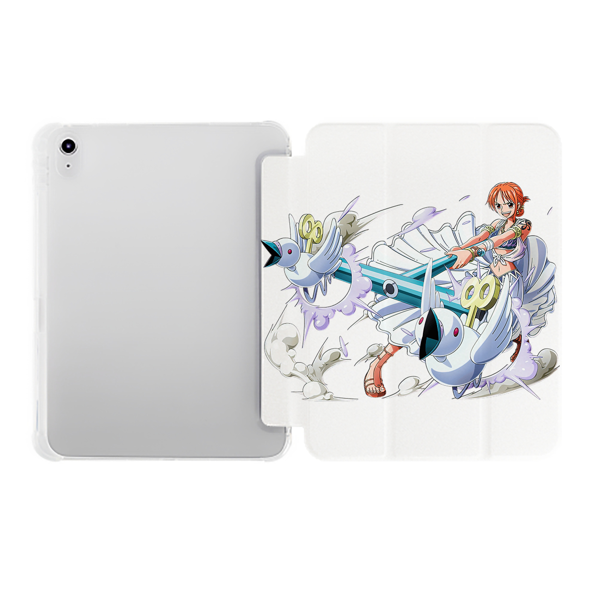 （画像用） ワンピース ナミ ONE PIECE Nami IPad ケース ペン収納付き 三つ折りスタンド PUレザー×シリコン 対応機種9.5/10.5/10.9インチ